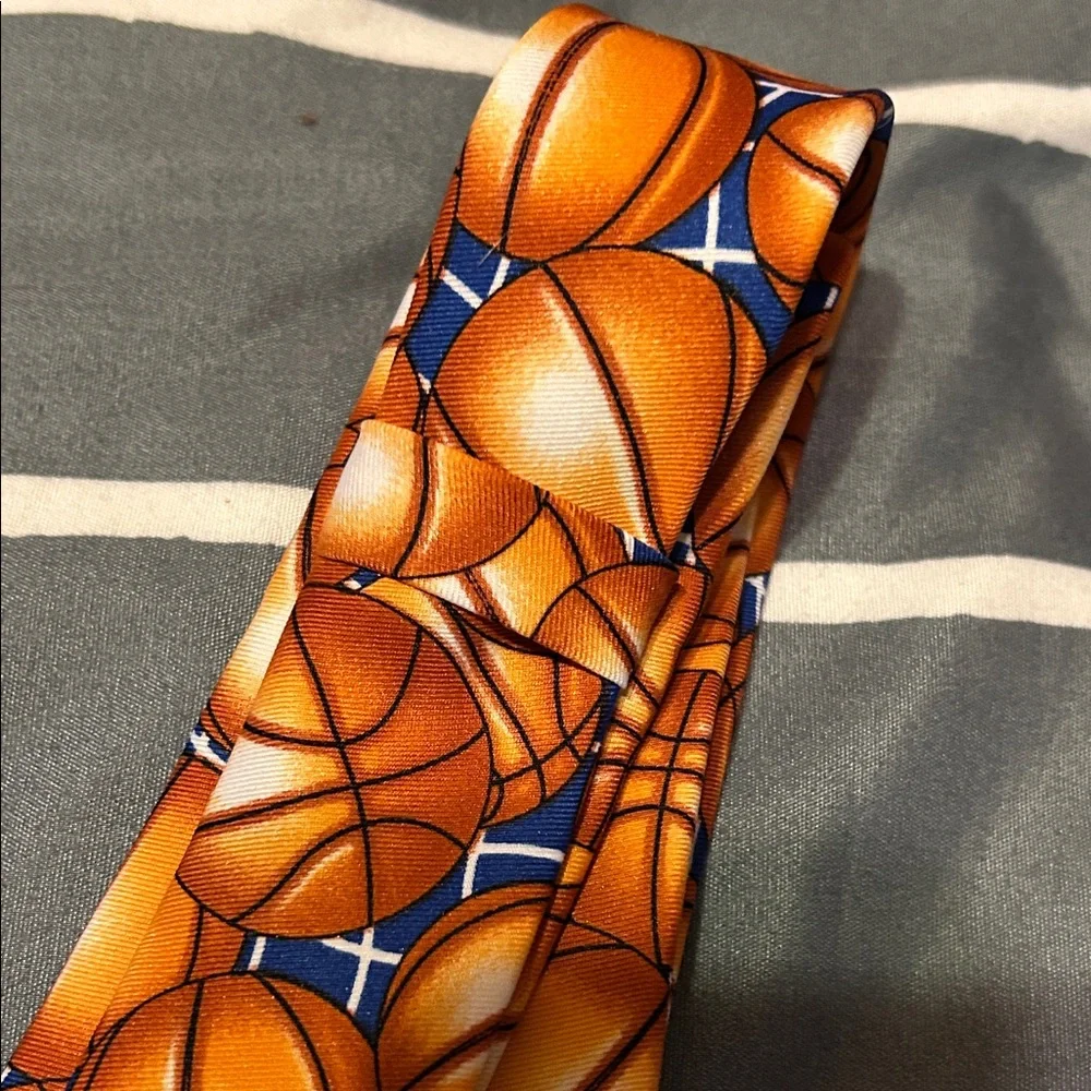 Basketball Patterned Kids Skinny Tie